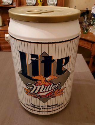 Vintage X - Large Miller Lite Beer Old Logo Pinstripes Can Style Cooler 20 " Tall