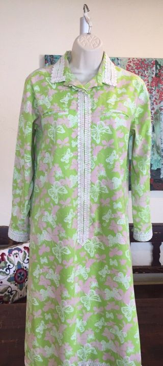 Rare Lilly Pulitzer Vintage 1960’s Green Dress Butterflys Size 8