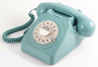 Retro Light Blue Phone Rotary Dial Vintage Telephone Old Fashioned Desk Gifts