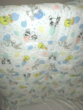 Vintage Baby Looney Tunes Balloon Nursery Crib Blanket Quilt Bumper Pad Bedding 2