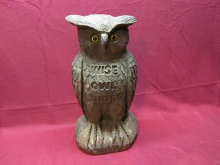 Antique Vintage Carved Wood 18 " Statue Wise Owl Shoes Store Display Trade Sign
