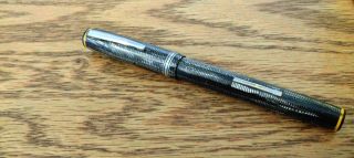 Vintage Ebenhard Faber Black/silver/mop Fractured Pattern Fountain Pen 5 1/8 "