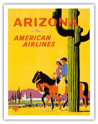 Arizona American Airlines Ludekens 1960s Airline Travel Poster Fine Art Print