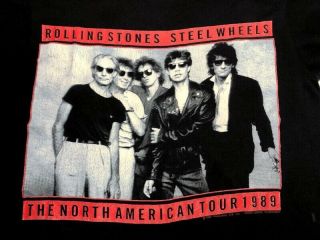 VINTAGE ROLLING STONES STEEL WHEELS T - Shirt The NORTH AMERICAN TOUR 1989 Size M 2