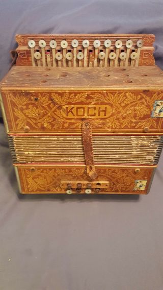 Vintage Antique Koch Button Box Accordion Made In Germany Rare