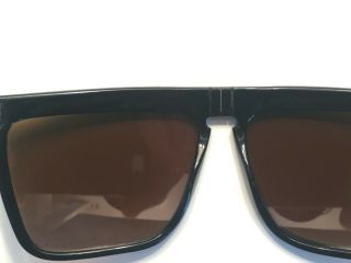 Vintage 1980s Persol Ratti 801 Sunglasses Black Acetate Brown Crystal Italy 12