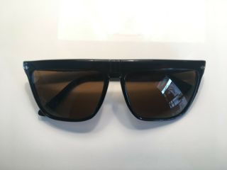 Vintage 1980s Persol Ratti 801 Sunglasses Black Acetate Brown Crystal Italy 5