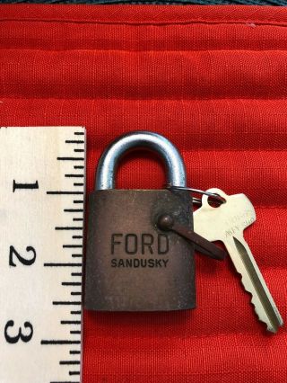 Vintage Best Brass Padlock Lock With Key Ford Sandusky