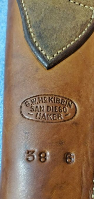 Vintage G.  W.  McKibbin of San Diego carved leather holster S&W K Frame to 6 