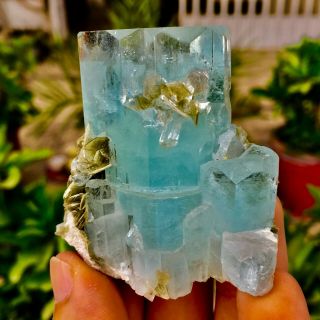 547 CT Very Rare Top Quality Natural Blue Color Aquamarine Crystal 3