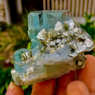 547 CT Very Rare Top Quality Natural Blue Color Aquamarine Crystal 4