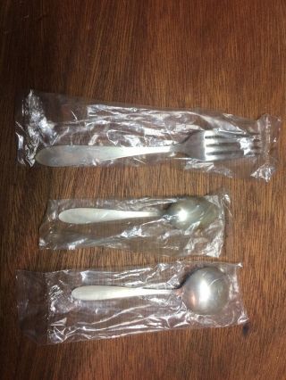 NRA Sterling Silver Demitasse Spoon,  Soup Spoon,  And Dinner Fork.  Pkg 2