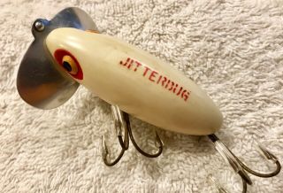 Fishing Lure Fred Arbogast Jitterbug Rare White Red Stencil Tackle Crank Bait