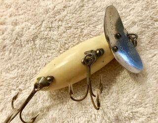 Fishing Lure Fred Arbogast Jitterbug Rare White Red Stencil Tackle Crank Bait 4