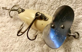 Fishing Lure Fred Arbogast Jitterbug Rare White Red Stencil Tackle Crank Bait 5