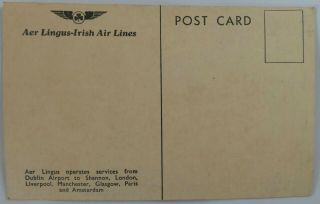 VINTAGE AER LINGUS OFFICIAL POSTCARD - DC3 IN FLIGHT OVER COUNTRYSIDE NEAR DUBLIN 2
