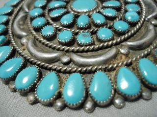 IMPORTANT VINTAGE NAVAJO VICTOR MOSES BEGAY TURQUOISE STERLING SILVER PIN OLD 3