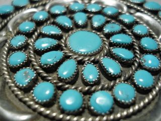 IMPORTANT VINTAGE NAVAJO VICTOR MOSES BEGAY TURQUOISE STERLING SILVER PIN OLD 4