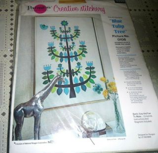 Vintage Paragon Crewel Embroidery Kit,  Blue Tulip Tree