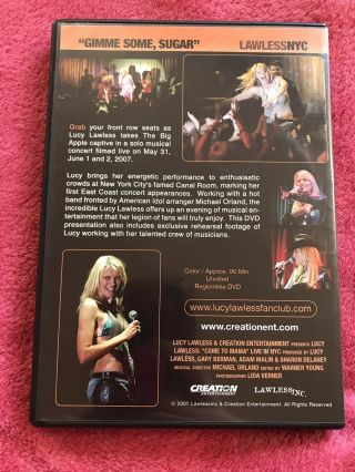 Gimme Some Sugar Lucy Lawless NYC DVD Xena Concert 2007 RARE Creation Convention 2