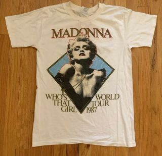 Madonna Vtg 1987 Who’s That Girl World Tour White T - Shirt Vtg Rare 80’s L Thin