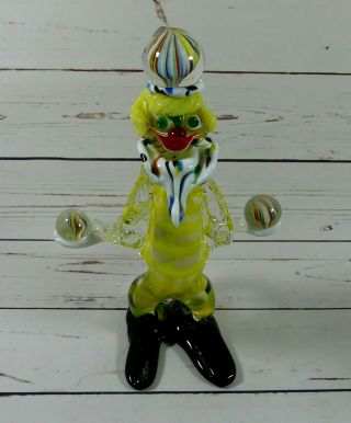 Vintage Murano Glass Clown Figurine.  Juggling Balls 11 " Tall