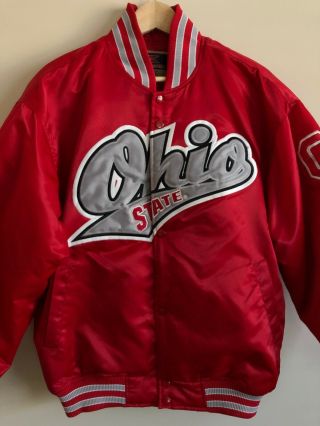 Vintage Ohio State Buckeyes Sz M Red Satin Jacket Insulated Coat Colosseum Osu