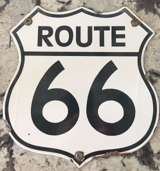 Vintage Highway Route 66 Porcelain Enamel Road Sign