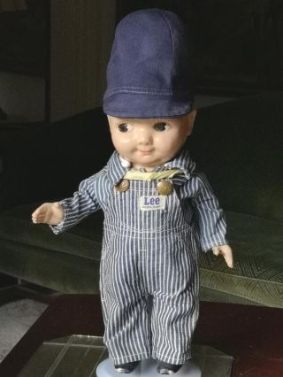 VTG Buddy Lee Doll 1950 ' s Hard Plastic Railroad Engineer Outfit 4