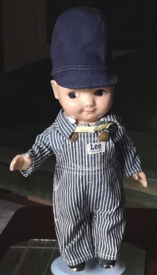 VTG Buddy Lee Doll 1950 ' s Hard Plastic Railroad Engineer Outfit 5