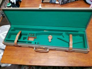Vintage Leather Canvas Gun Case Breakdown Takedown Hard Shell Shotgun Rifle