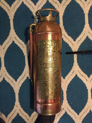 Rare Antique Vintage " Essanay " Soda Acid Copper Brass Fire Extinguisher - Polished