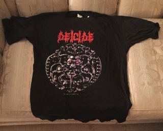 Vintage 1990 Deicide T Shirt Xl Blue Grape Death Metal