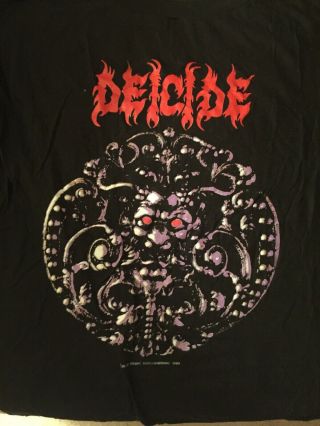 Vintage 1990 Deicide T Shirt XL Blue Grape Death Metal 2