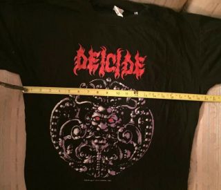 Vintage 1990 Deicide T Shirt XL Blue Grape Death Metal 7