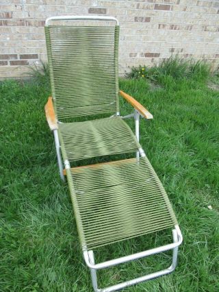 Vintage Telescope Folding Aluminum Chaise Lounge Lawn Pool Beach Retro Chair