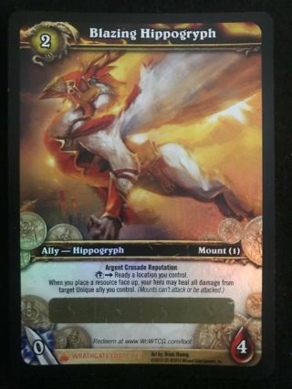 Blazing Hippogryph Epic Flying Mount Loot Card Wow Tcg Rare Unscratched