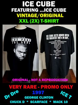 Featuring.  ICE CUBE RARE 2X T - Shirt PROMO 2 - SIDED 1997 VINTAGE DR DRE 3