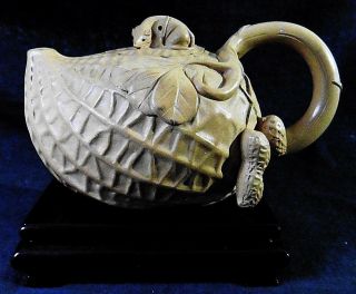 Yi Xing Vintage Clay Teapot - Peanut Design And Base.