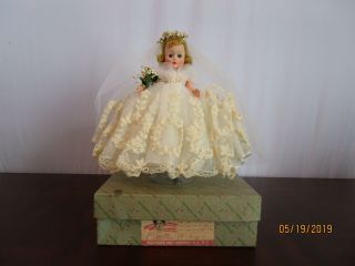 Vintage 1950s Madame Alexander Doll Cissette Blonde Bride Tagged Dress Box - 876