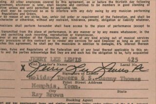 JERRY LEE LEWIS SIGNED PERFORMANCE CONTRACT VINTAGE SIGNATURE 1968 3