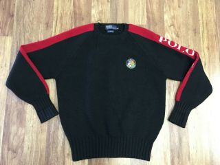 Mens Medium - Vtg 90s Polo Ralph Lauren Polo Usa Cookie Patch Wool Sweater