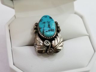Antique / Vintage Sterling Turquoise Ring Size 6.  25 - 8319