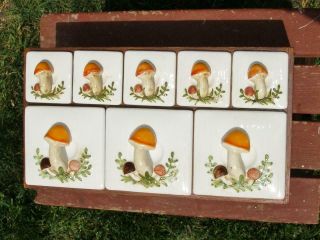 Vintage Retro Mushroom Spice Rack With Wooden Box Made In Japan Kitchenware