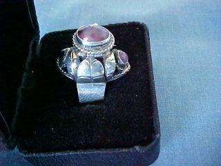 VINTAGE 1970s TAXCO MEXICO STERLING SILVER & AMETHYST POISON RING BY EJD 2