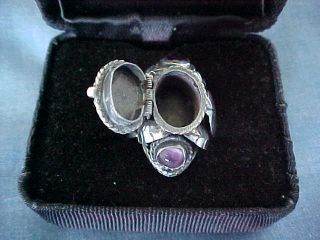 VINTAGE 1970s TAXCO MEXICO STERLING SILVER & AMETHYST POISON RING BY EJD 3