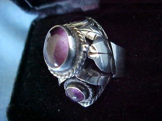 VINTAGE 1970s TAXCO MEXICO STERLING SILVER & AMETHYST POISON RING BY EJD 4