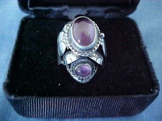 VINTAGE 1970s TAXCO MEXICO STERLING SILVER & AMETHYST POISON RING BY EJD 7