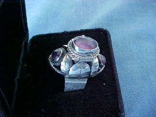 VINTAGE 1970s TAXCO MEXICO STERLING SILVER & AMETHYST POISON RING BY EJD 8