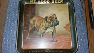 Rare Mt.  Hood Beer Serving Tray With St.  Vincent Bulldog/meek Co.  1906 13 X 13